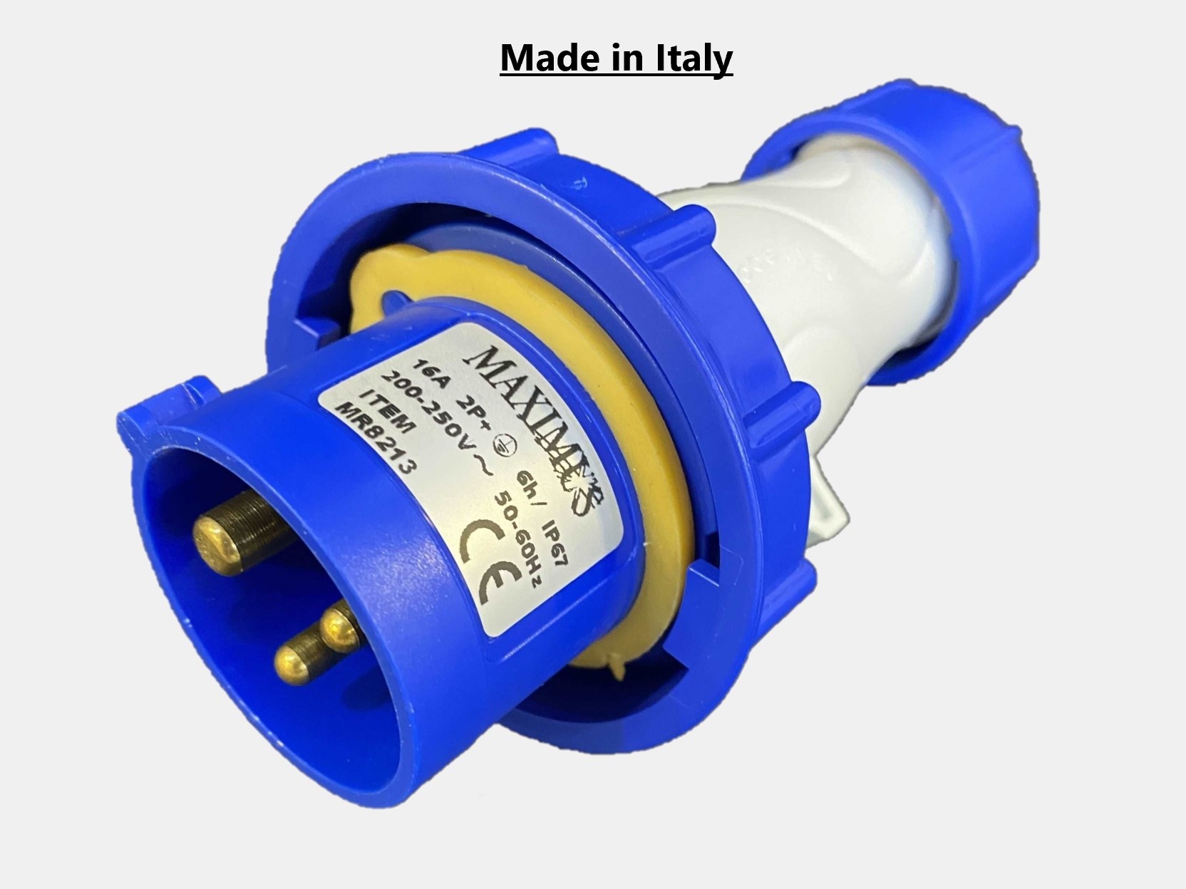 Maximus ENDURAA Industrial Plug - 16A 2 POLE+E  220/240V Movable Plug IP67 (Blue color - MR8213)
